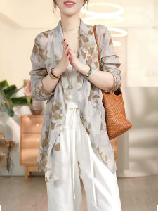 Fashionable Large Size Printed Loose Long Sleeve Coat Spring New Style Elegant Top for Commuting Versatile Womens Jacket