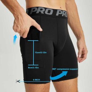 Mens Sports Leggings Fitness Elastic Compression Shorts Tight Athletic Running Shorts Quick Drying Training Workout Underwaer