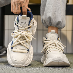 Mens Sporty Thick-Heeled Casual Shoes Fall Fashion Versatile High-End Feeling Teenage Large Size 46 Dad Shoes