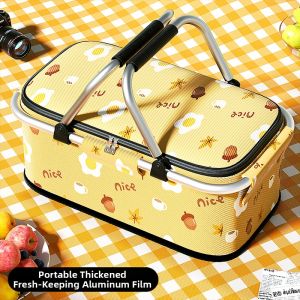 Portable Insulated Collapsible Thickened Outdoor Picnic Basket