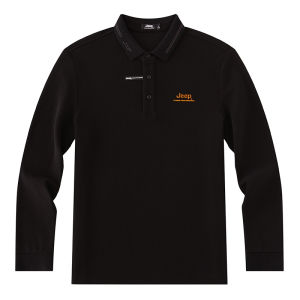 Jeep | Jeep Mens Outdoor Long Sleeve Polo Shirt Loose Fit Casual Top Sportswear Autumn Winter Cotton Polyester Blend Male Fashion