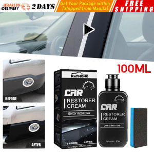 ❤️【Local Send Out】【100ML】Car Restorer Cream Plastic Parts Leather Parts Wax Instrument Panel Retreading Agent With Sponge for Car Accessories HXT-Car-Restorer-Cream-Kit