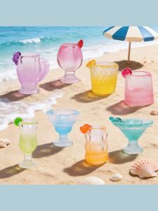 10PCS Summer Gradient Juice Glass Miniature Play Food Resin Cocktail Wine Goblet DIY Dollhouse Decor Supplies