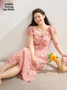 ZHANGDAREN | Đầm Hè Dành Cho Người Mập Có Cổ Vuông Và Đốm