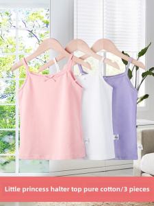 Girls Cotton Vest Spring Thin Pure Cotton Childrens Strapless Sleeveless Top Baby Outerwear Strap Shirt Casual Style round Neck