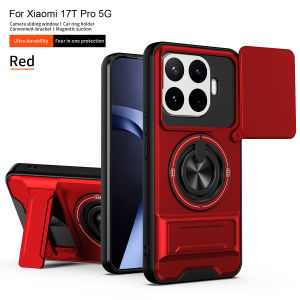 Ốp Điện Thoại Chống Rơi Kính Cường Lực Camera Trượt Dành Cho Xiaomi 15T 17T Pro 14T 5G Tích Hợp Giá Đỡ Từ Tính Trên Ô Tô