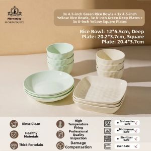 mornenjoy | Underglaze Colored Creamy Style Ceramic Dinner Set