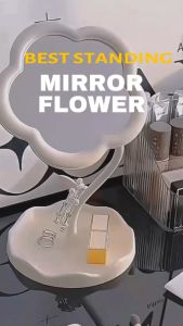 Cermin Bunga Standing Mirror Makeup Rotating Cermin Aesthetic / Stand Mirorr Flower Kaca Meja Rias Serbaguna