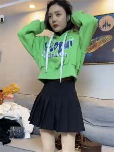 เสื้อสเวตเตอร์มีฮู้ดแขนยาวผู้หญิงฤดูใบไม้ร่วง/ฤดูหนาว เสื้อคลุมกันหนาวแบบหลวมพิมพ์ลายตัวอักษร เสื้อเชิ้ตทรงเข้ารูป เสื้อคลุมกันหนาวแบบสั้น