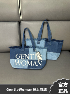 [Official Authentic Products] Thailand Gentlewoman Niche Style Tassel Color Matching Canvas Shoulder Denim Tote Bag
