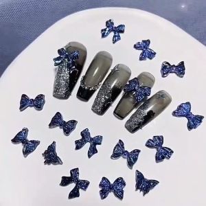 50PC Aurora Phantom Purple Dark Nail Art Accessories / Bow Knot Nail Art Jewelry / Ribbon Nail Art Jewelry魅影紫暗黑风色系蝴蝶结钻饰品