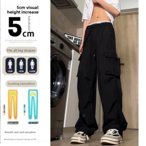 American High Street Mens Cargo Pants Spring Summer Design Large Pocket Loose Paratrooper Pants Vibe Functional Dash Pants