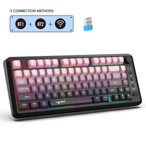 2025 New HXSJ L400 81-key 3 mode gaming wireless keyboard ergonomic Rgb backlit portable membrane keyboard wireless for laptop