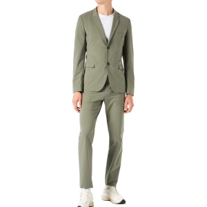 Mens classic fitted suit two-piece business/wedding double button formal suit (jacket+pleated trousers) grooms office suit