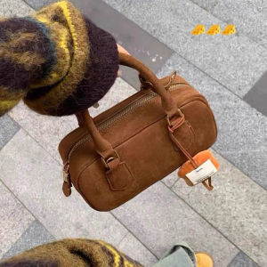2024 K-style New Arrival Vintage Suede Minimalist Satchel Small Square Bag Bowling Easiest for Match One-Shoulder Crossboby Bag Women