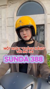 Mũ bảo hiểm 3/4 có kính âm SUNDA 388  - Tặng kèm tai mèo / gấu - Các màu - Hàng chính hãng