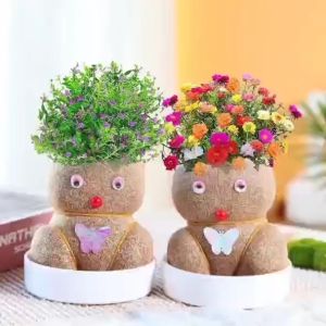 Children Growing Grass Head Mini DIY Pot Table Decor