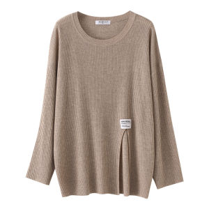 Maternity Long Sleeve T-Shirt Spring Autumn Lightweight Knitted Base Shirt for Pregnant Women Comfortable Breathable round Neck
