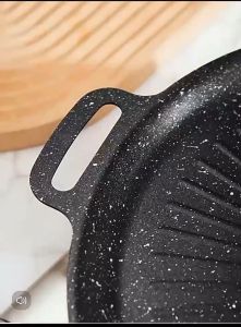 กระทะปิ้งย่างสไตล์เกาหลี มี3ขนาด 30/32/34ซม. กระทะปิ้งย่าง ทรงแบน ถาดปิ้งย่างบาร์บีคิว เคลือบหินอ่อน