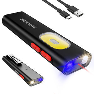 Đèn Pin EDC Phẳng Sạc Lại Được 1000 Lumen Đèn Bỏ Túi Với 11 Chế Độ Kẹp Hai Chiều Đèn Pin LED Nhỏ Tia Laser Đỏ UV PASIION