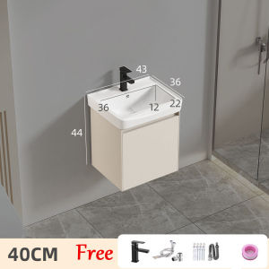 40 50 60 80cm Cream Aluminum Bathroom Sinks Cabinet Basin Set  Lavatory Sink with Mirror  Fcuacet