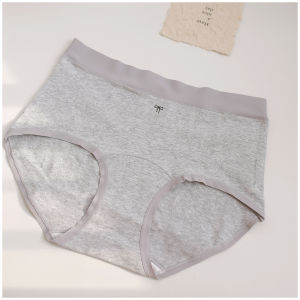 Gray Pure Cotton Extended Crotch Mid-Waist Womens Underwear Breathable Comfortable Briefs Assorted Sizes for Young Women