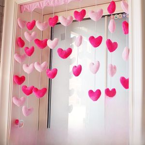 รูปหัวใจหวานสำหรับคู่รัก ผ้าคลุมประตูแบบติดซิปรูด ไม่ต้องเจาะรู ใช้ในบ้านและพาณิชย์ ผ้าฝ้ายผสมโพลีเอสเตอร์