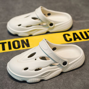 Hole Shoes Mens Summer Outwear Shit Feeling Non Slip Closed Toe Half Slippers Men Heel-Free Bean Bag Beach Sandals