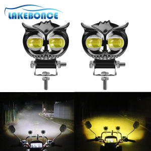 Dual Color Led Motorcycle Owl Auxiliary Lamp Auxiliary Spot Lights Driving Light For Motorcycle Bike Car