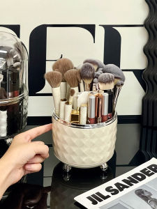 Rotating Makeup Brush Storage Cylinder High-End Cosmetic Brush Eyeshadow Brush Storage Box Desktop Organizer Plastic Material
