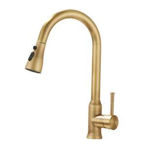JUNSHEN | Vintage Copper Kitchen Faucet Pull Down Sprayer Adjustable Cold & Hot Water