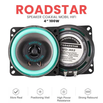 COD Speaker Mobil / ROADSTAR Speaker Coaxial Mobil HiFi 4 Inch 100W 1 PCS - VO-402