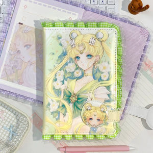 A5 Size Notebook PU Leather Cover Colorful Pages Edge Design Sailor Moon Print Art Supplies General Use Student Notebook