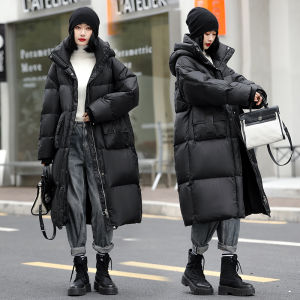 Winter Thickened Long Bread Style down Jacket Womens Loose Fit Duck Feather Coat Korean Style Commute Memory Fabric Polyester