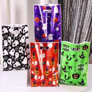 10/20/50pcs Scary Halloween Candy Bags Pumpkin Ghost Goodies Cookies Gift Packing Bags Trick Or Treat Bags Halloween Decorations