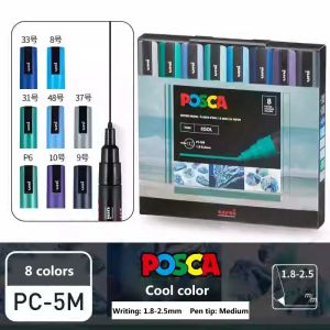 8pcs New Japan UNI Markers Set POSCA Limited PC-5M Acrylic POP Poster Advertising Drawing Graffiti Manga School Art Supplies