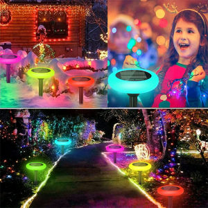【Free Light Strip】7 Colors Led Light Pool Light Garden Lamp Decor Solar Outdoor Lights Garden Lamps Powered Waterproof Landscape Path for Yard Backyard Lawn Patio Decorative LED Lighting Pathway Light