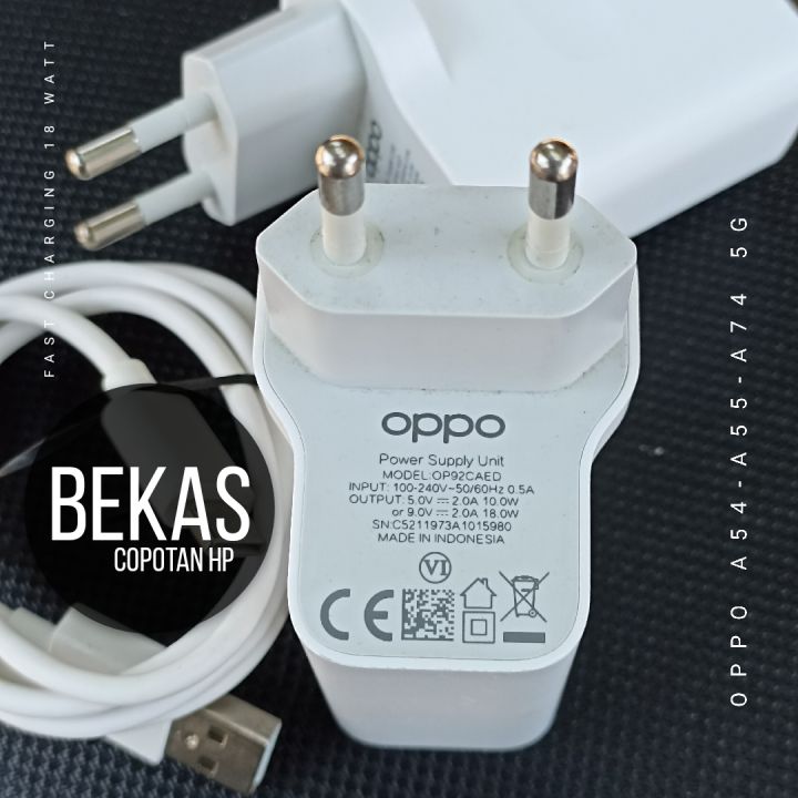 Charger Oppo A54 A55 A74 5G 18w Original 100% Copotan Hp Charger