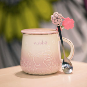 Cốc Cà Phê Bằng Gốm Sứ Có Nắp Đậy Zhenwang Sakura Cốc Cà Phê Sáng Cho Cặp Đôi Cốc Nước Văn Phòng Thiết Kế Scandinavia