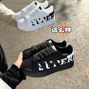 Womens Shell Head Board Shoes Thick Bottom Sports Casual Sneakers Versatile Student Flat Heel round Toe Rubber Outsole