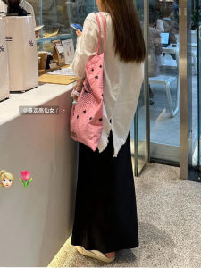 Extended Length Artificial Silk Satin A-Line Skirt Womens Autumn Long Ankle Drapey Slimming Half Body Skirt Chinese Style