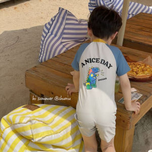 2025 New Dinosaur Sun Protection One-Piece Swimsuit for Young Children Beach Vacation Swimming Costume Kids Fitness Sports