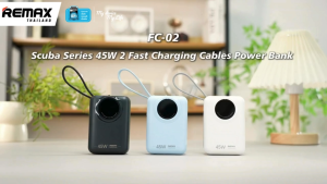 [ CCC ] Remax Power Bank 20000mAh FC-02 - พาวเวอร์แบงค์ มีสายชาร์จในตัว ชาร์จเร็ว PD 45W หน้าจอ LED