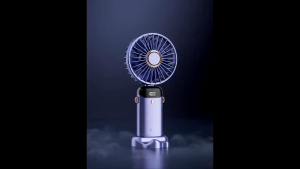 Mini Handheld Fan with LED Display | 5-Speed Wind | 90° Adjustable | USB Rechargeable Portable Fan | Dual Battery