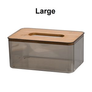 Unembellished Style Transparent Bamboo Lid Tissue Storage Box ZJH01