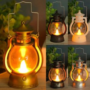 Creative Halloween Night Light with Battery Portable Pumpkin Lamp Small Oil Lamps Electronic Candle Lights Home Party Decoration