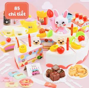 Đồ Chơi trang trí bánh sinh nhật 85 Chi tiết có hiệu ứng nhạc và đèn cho bé Bingsu Toys