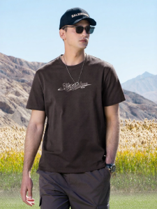 Enjeolon | Heavy Cotton Short Sleeve Summer New Arrival Letter Print Men T-Shirt 230g