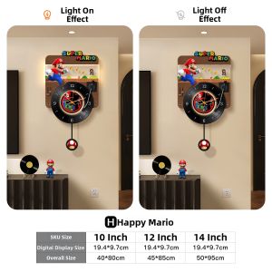 HAOJIUBUJIAN | Cartoon Retro Mario Wall Clock Silent