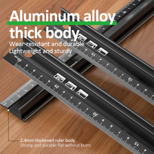 Straight Edge Ruler Aluminum Alloy High-Precision Anti-Cut Anti-Slip Hand Guard for Professional DIY Craft Measuring Tasks Calipers